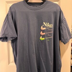 Nike Navy Tee with Multicolor Swoosh Design